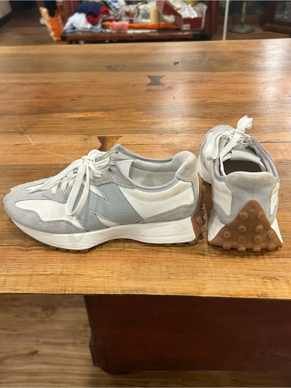 New Balance 327 White and Light Gray Women's Retro Runner Sneakers